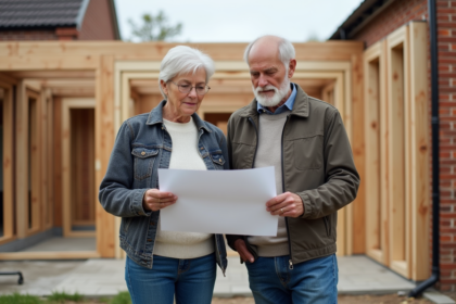 Couple de rénovateurs examinant des plans de maison