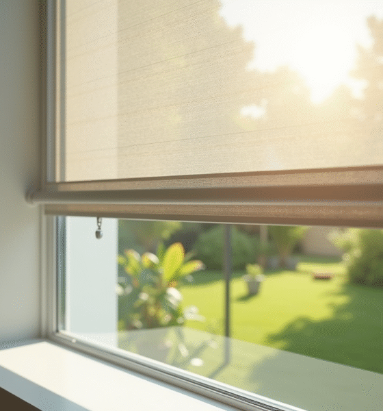 Fenêtre moderne avec moustiquaire rétractable lumineuse